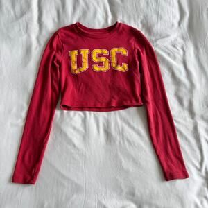 USC Red Long Sleeve Cropped Top Women’s Trojans Stretch